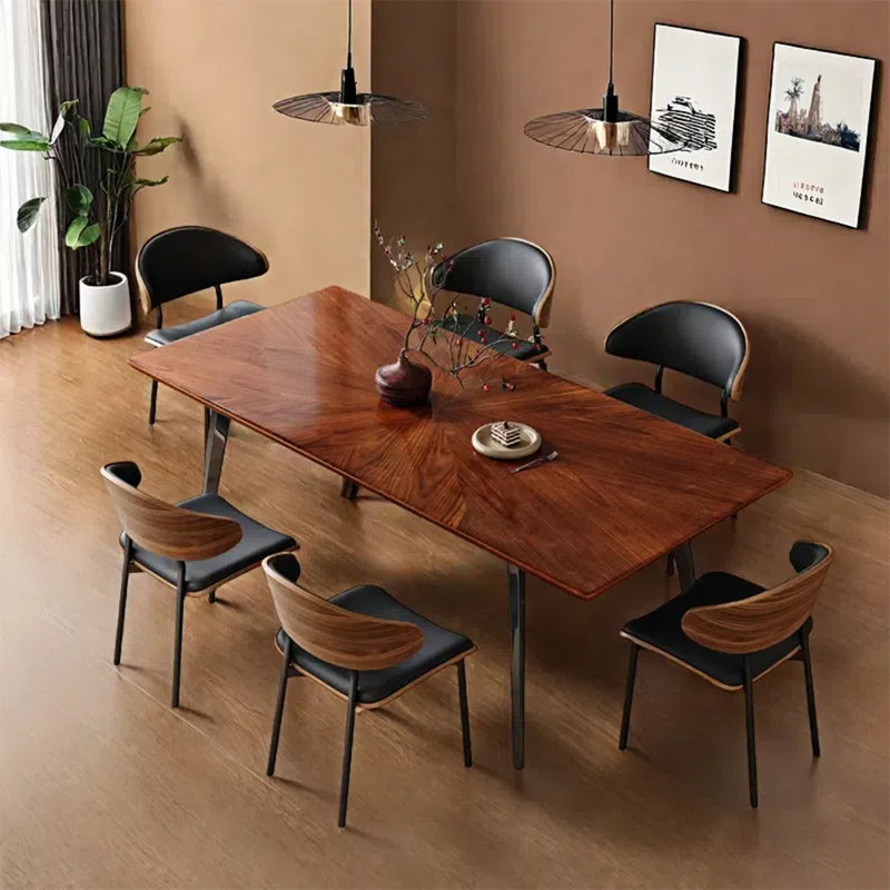 Modern simple rectangular dining table sets, 29.92"H x 70.86"L x 35.43"W