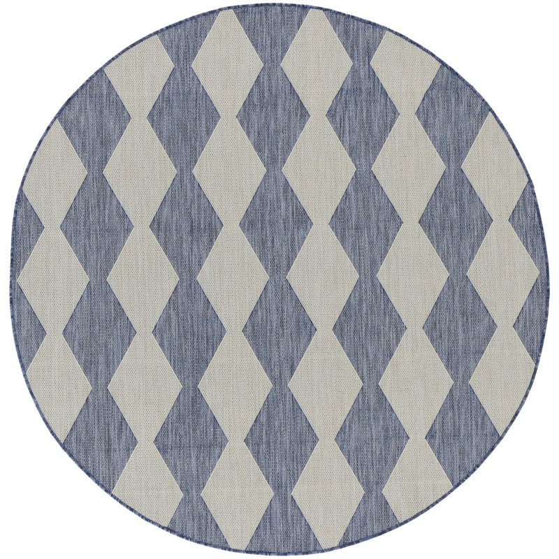 Positano Indoor/Outdoor Area Rug, Round 6', Blue