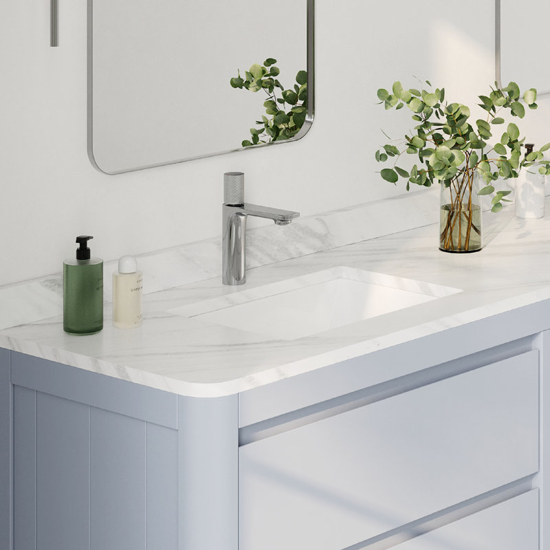 18.25"W x 13"D White Rectangular Undermount Bathroom Sink with Pop up Drain