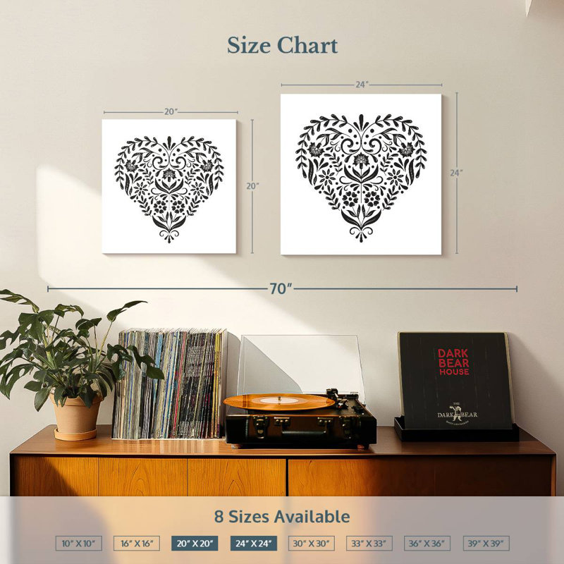 Hardie Folk Heart - noir, H 20 po x l 20 po