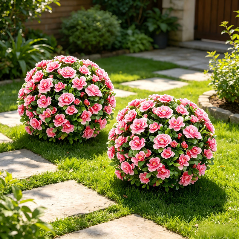 2 Pack Artificial Crabapple Blossom Topiary Trees