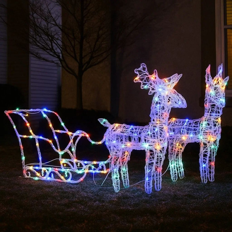 2 pièces d'extérieur, décoration de Noël, 160 Leds multicolores