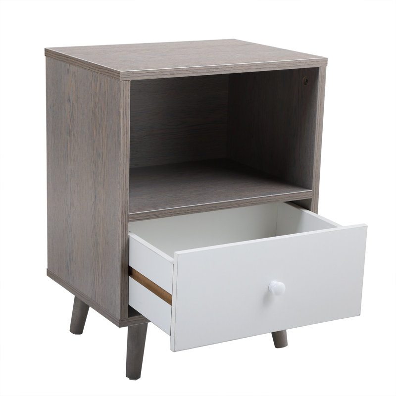Creline 1 - Drawer Nightstand in Gray/White