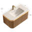 Meuble-lavabo de 36 po avec lavabo, finition rayée 3D en pierre naturelle frittée, capteur, rangement spacieux, pré-assemblé, bordures en pierre flottantes faciles à installer, éclairage à DEL, fermeture en douceur