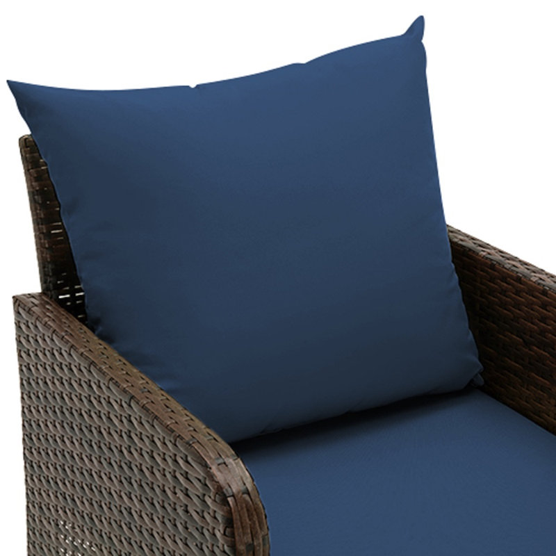 Idamarie Wicker Conversation Set with Ottoman, Blue, Brown