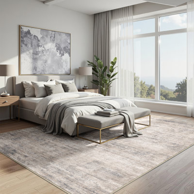 Tapis moderne lavable à la machine avec envers antidérapant Asher
