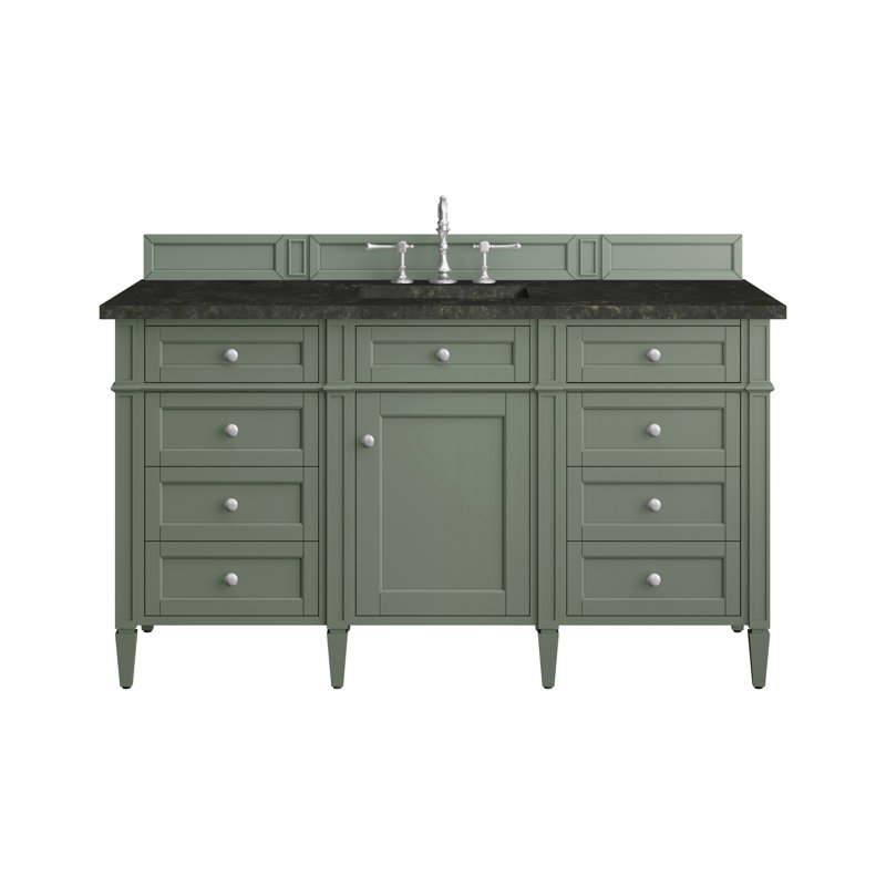 Meuble-lavabo simple 60 po Dussault, Céladon fumé, 8 po, Fantôme