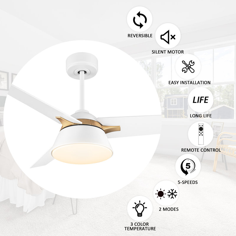 Nikkei 48'' Ceiling Fan with LED Lights, White