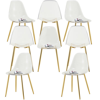 Ensemble de 8 chaises de salle à manger transparentes et minimalistes en plastique