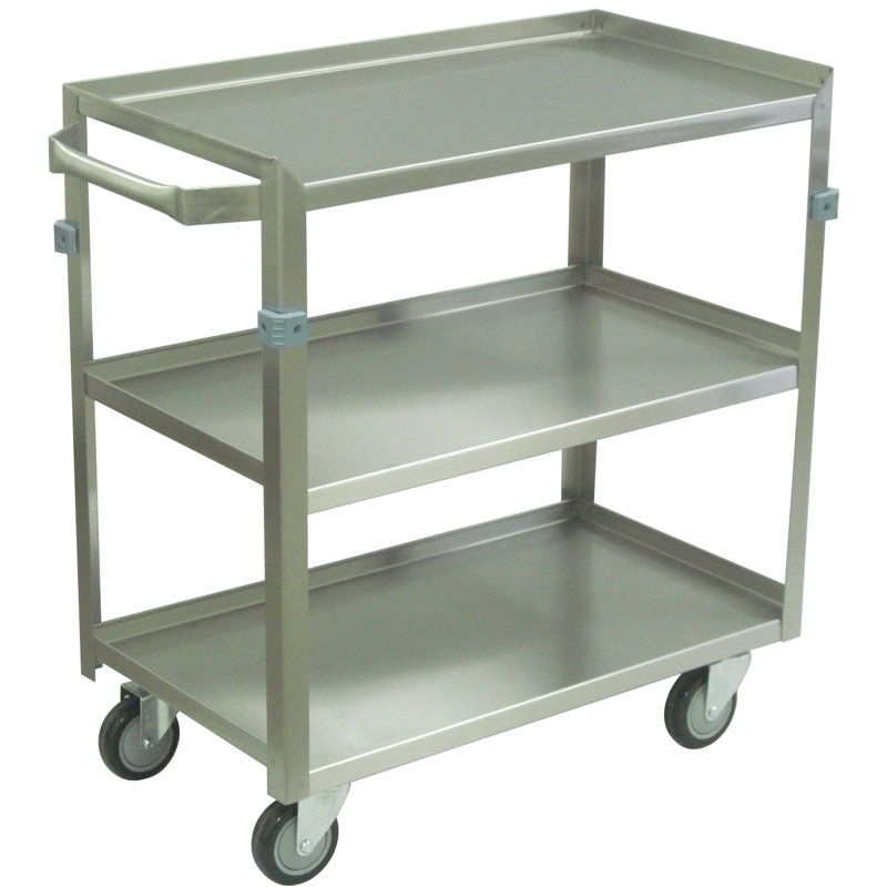 Chariot utilitaire 3 tablettes avec lèvres et roulettes, H 33,75 po x l 36 po x P 22 po