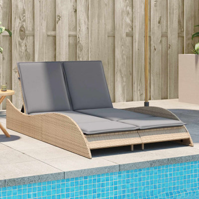  Chaise longue de patio gris clair