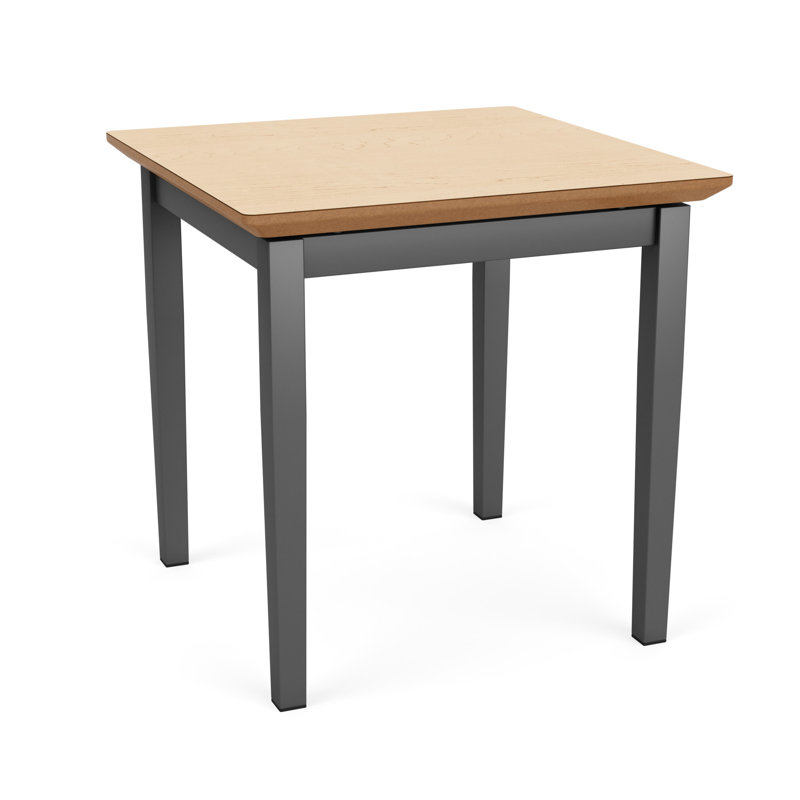 Lenox Steel Waiting Reception End Table Metal Frame 20x20" High Pressure Laminate Top, Natural Maple, Charcoal