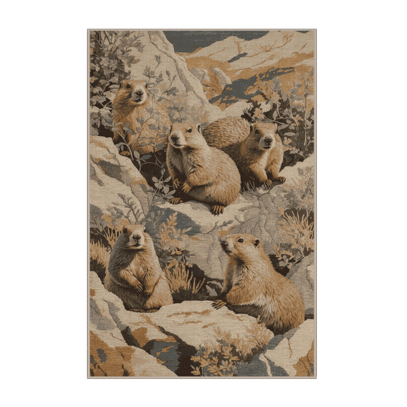 Machine Washable Nature Brown Area Rug, Rectangle 6' x 9'
