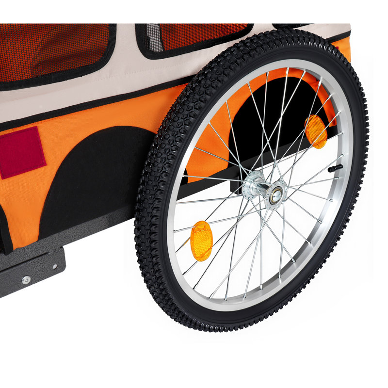 Grande remorque à vélo pliante pour chiens - roues de 20 x 2 1/8 po, structure en acier robuste, conception spacieuse, vélo tout-terrain, jogging et camping