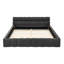 Grand lit plateforme tapissier avec tissu en chenille, motif au sol, tête de lit et structure en bois robuste gris foncé (68 po x 86,5 po x 23,5 po)-2072568794