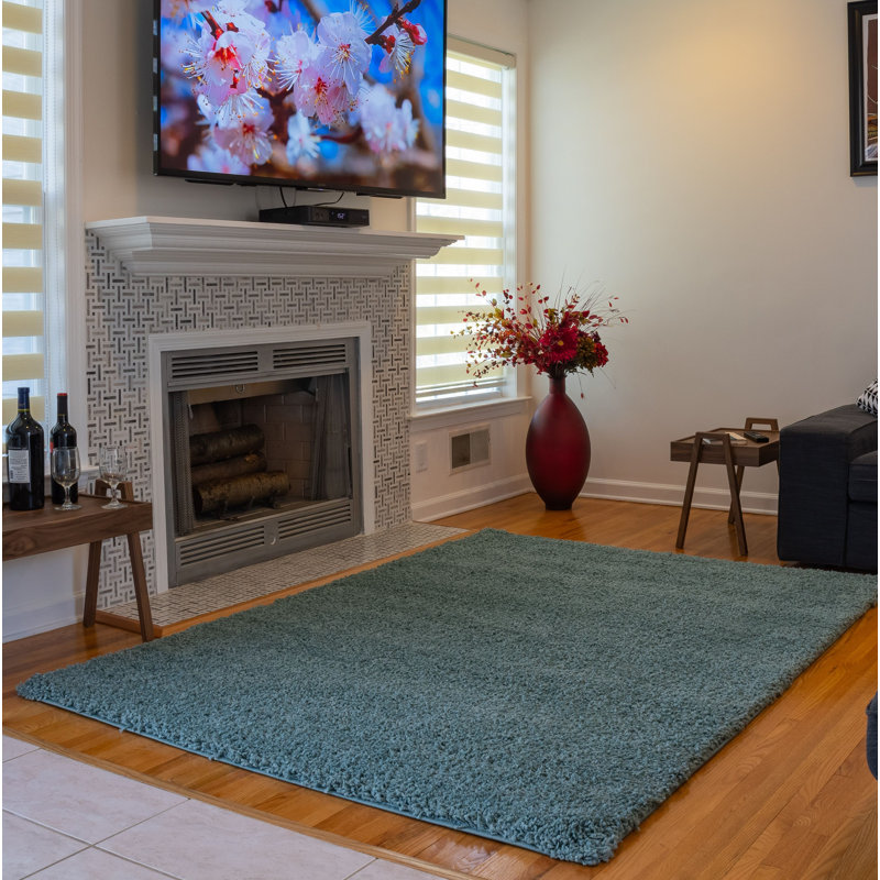 Tapis bleu sarcelle Michiel, Rectangle 3 pi x 5 pi