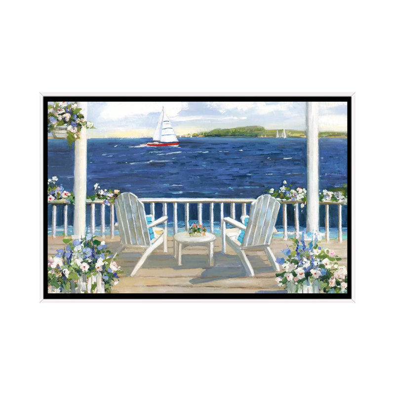 «Summer Sail» par Sally Swatland - reproduction d'art, H 32 po x l 48 po x 1,5 po, Toile blanche encadrée, Pas de tapis