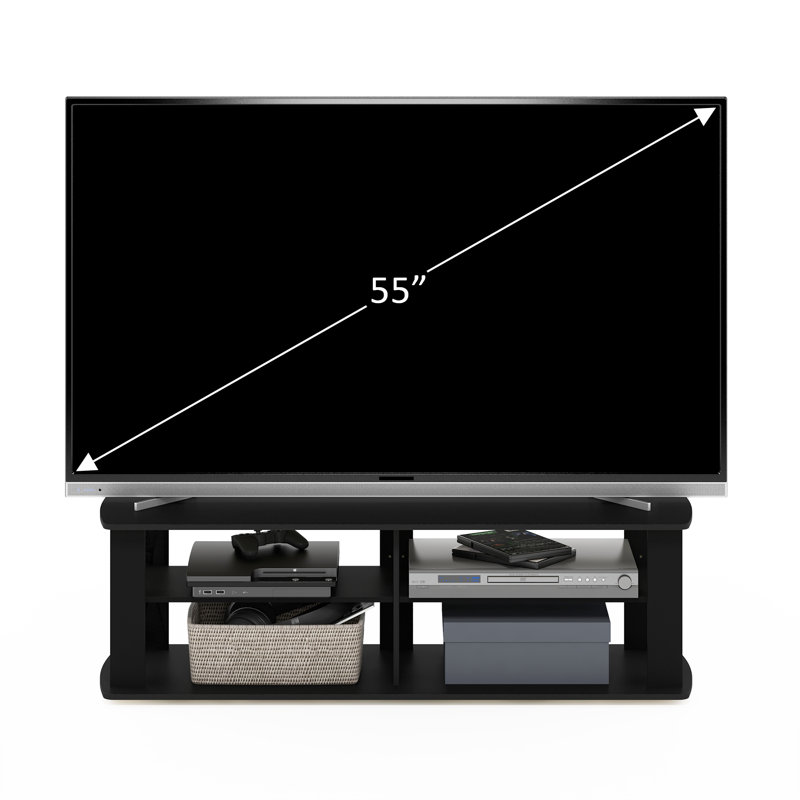  Meuble télé Nelly pour téléviseur de 50 po ou moins, meuble télé à 3 niveaux avec tablettes ouvertes, console de télévision, pour salon, chambre à coucher, noir