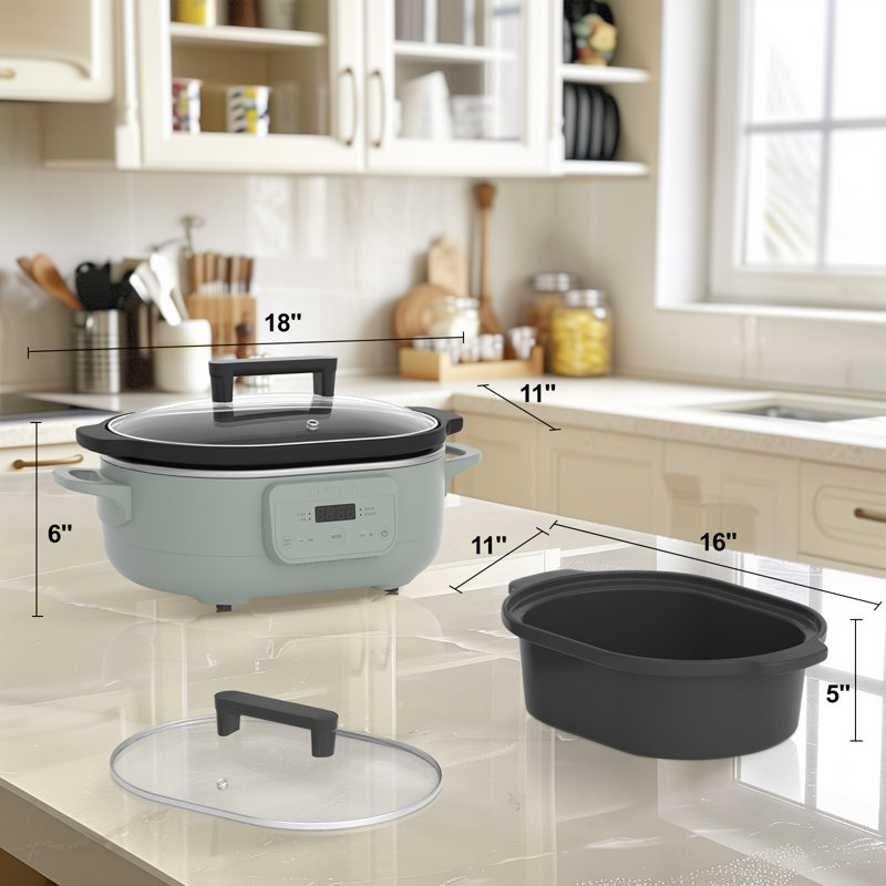 Mijoteuse programmable de 6 pintes avec pot en céramique amovible, Vert