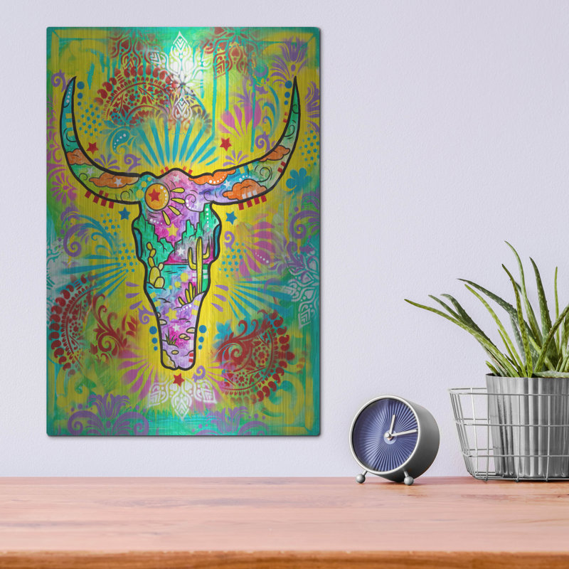 «Longhorn Skull» par Dean Russo, H 16 po x l 12 po