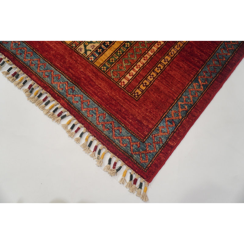 Aryana Wool Striped Area Rug in Red
