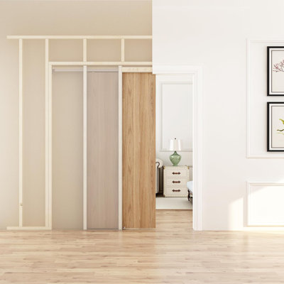 Sliding Pocket Door Frame Kit With Soft Close Mechanism For 24" To 34"X80"