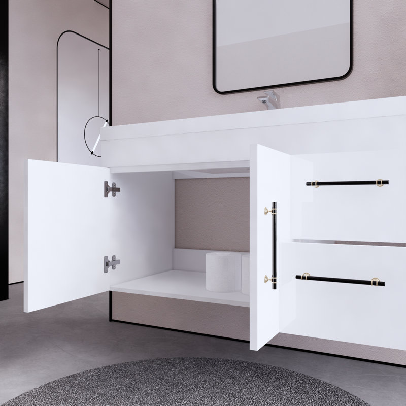 Ensemble de meuble-lavabo mural simple 42 po Doddridge, Blanc
