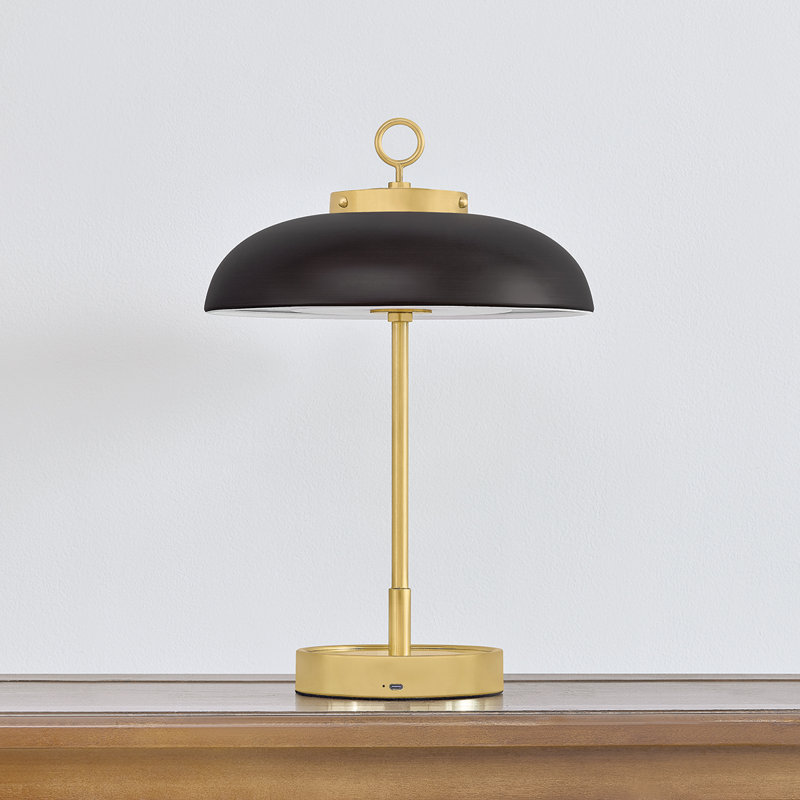 Lampe de table rechargeable Hector en laiton vieilli et bronze vieilli
