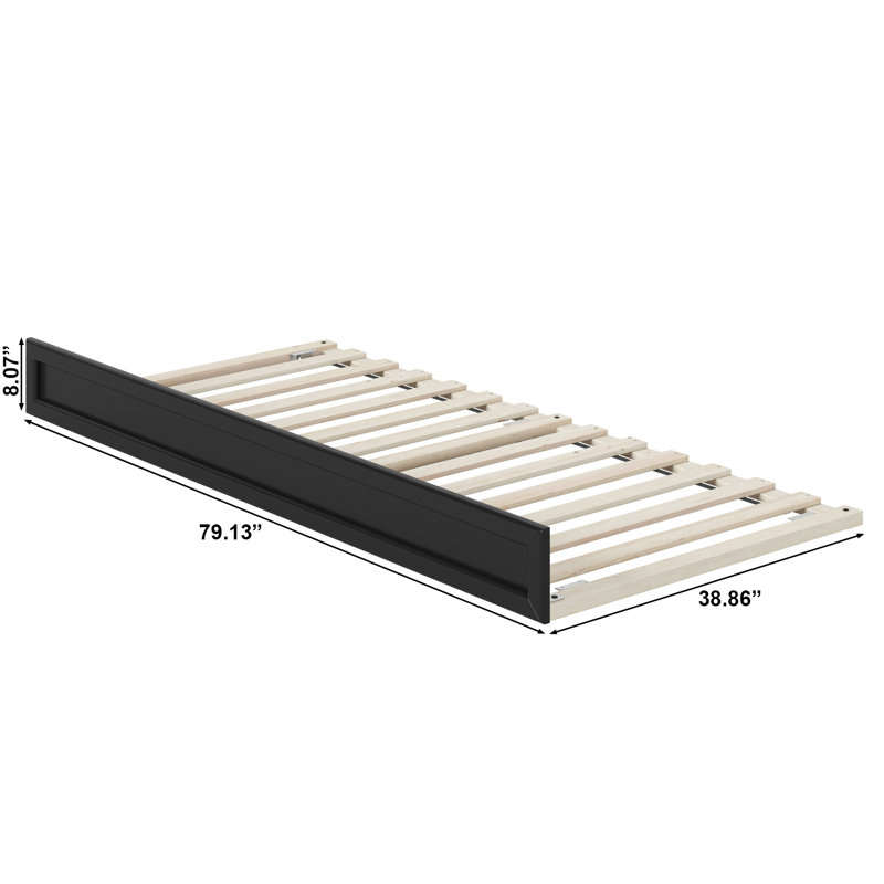 Lit gigogne en bois massif Sanvir, Simple TG, Noir