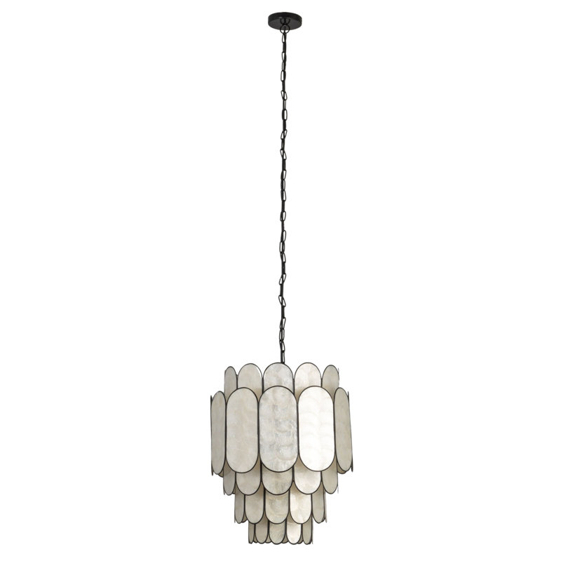 Abbington Gatsby 4-Tier Capiz and Metal Chandelier, Gray