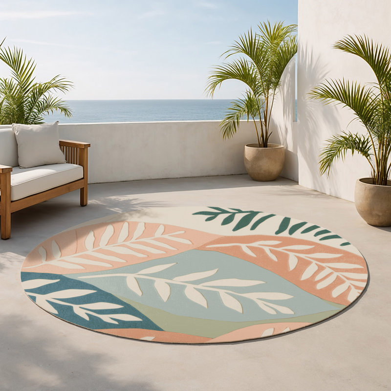 Tapis intérieur et extérieur Wildflower Waltz, Rond 5 pi