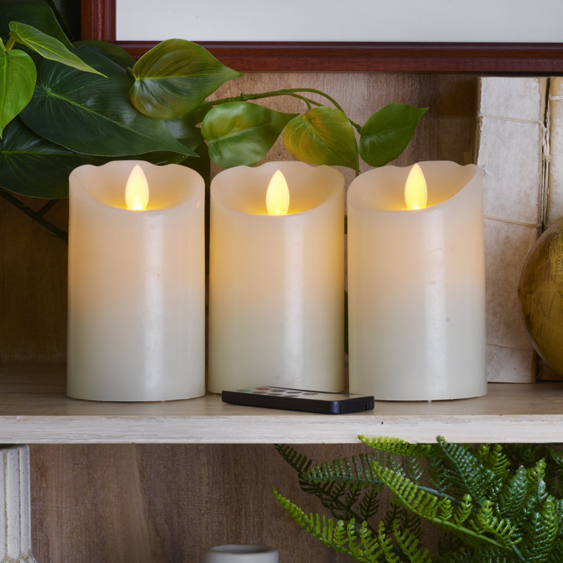 Ensemble de 3 bougies pilières DEL clignotantes 3 x 5 po Mikasa, blanches