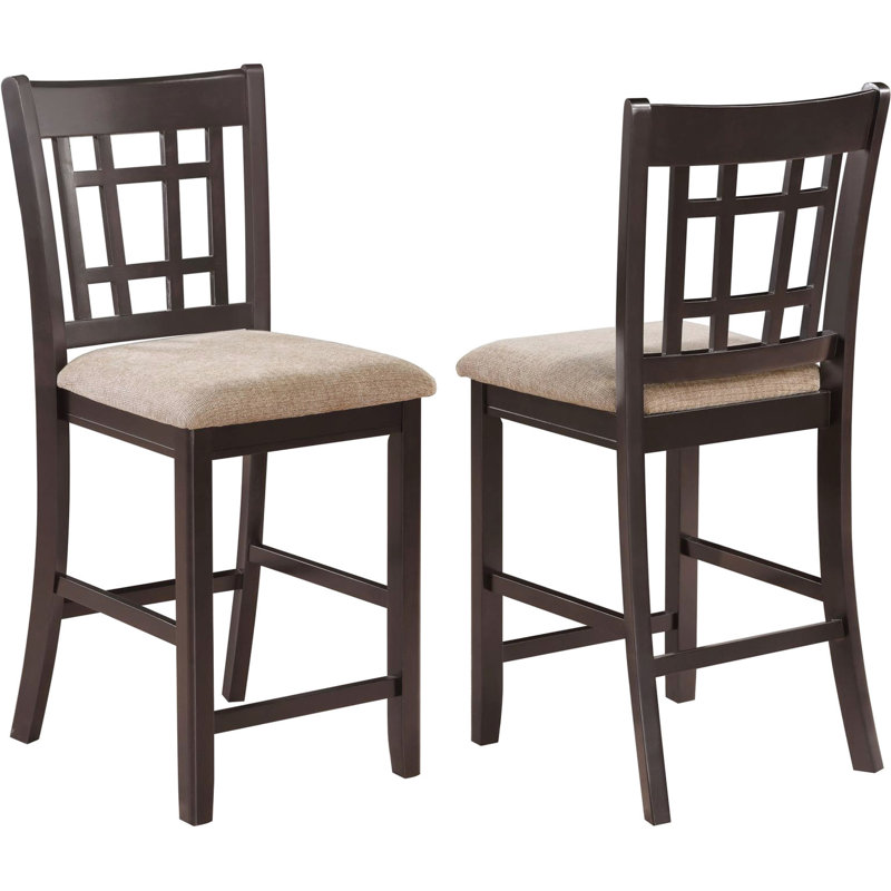Brun clair et chaises de comptoir (2) - Design transitionnel avec siège souple rectangulaire 2 et meubles rembourrés de mousse à dossier évasé
