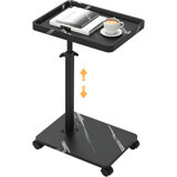 Adjustable Height C Table With 360° Swivel Wheels, Slide Under Sofa Side Table, Sturdy C-Shaped End Table For Living Room, Bedroom, And Small Spaces