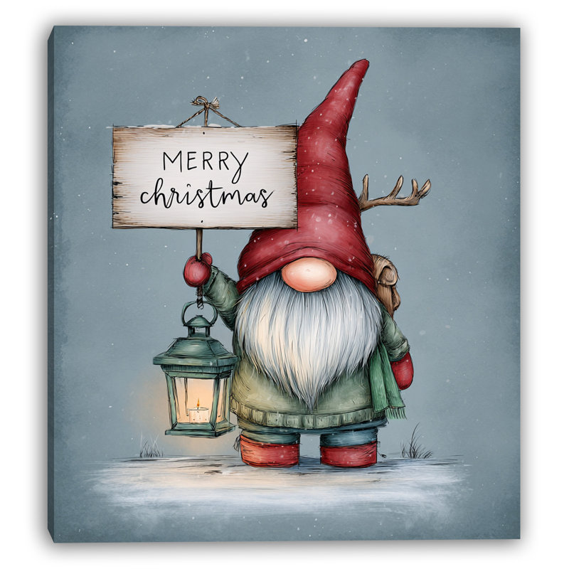 «Gnome with Merry Christmas», art mural sur toile tendue