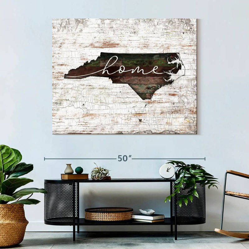 North Carolina Home Map sur impression sur toile, H 36 po x l 45 po