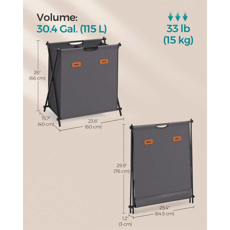 Bhargava Laundry Hamper with Handles, Grey