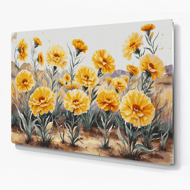 «Southwestern Plants Desert Marigold», art mural brun en métal 162, H 240 po x l 240 po x P 0,05 po