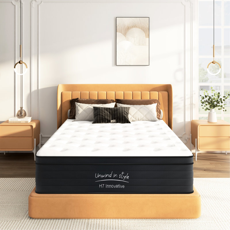 Matelas simple de 8 pouces, mi-ferme avec ressorts ensachés individuellement, mousse à mémoire de forme rafraîchissante, gel, conception respirante, absorbant les mouvements, support de bord, emballé dans une boîte pour plus de commodité, mousse