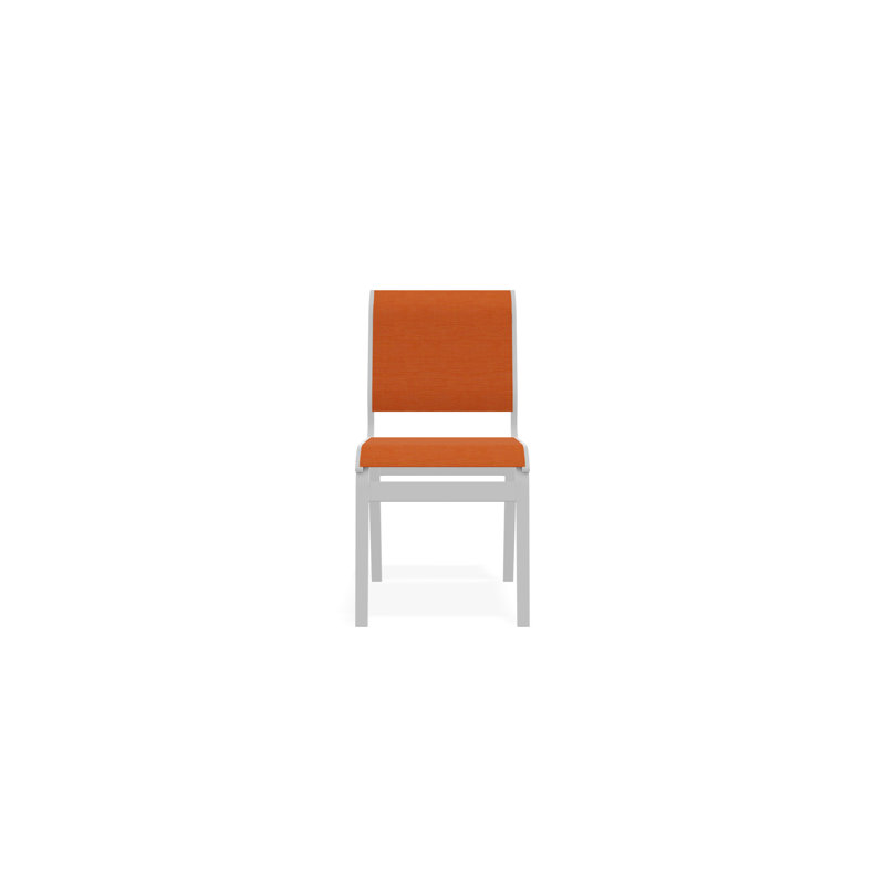 Aruba II Outdoor Dining Chair, White, Tangerine Mesh