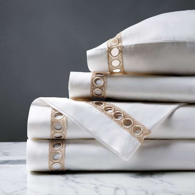 Ophelia Egyptian Cotton Sateen Sheet Set, Queen Sheet Set + 2 Pillowcases