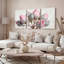 Tableau mural sur toile tendue, motif floral de tulipes roses, style abstrait moderne (paquet de 3)-939294946