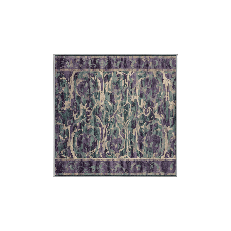 Tapis mauve soyeux et moelleux, Carré 3 pi