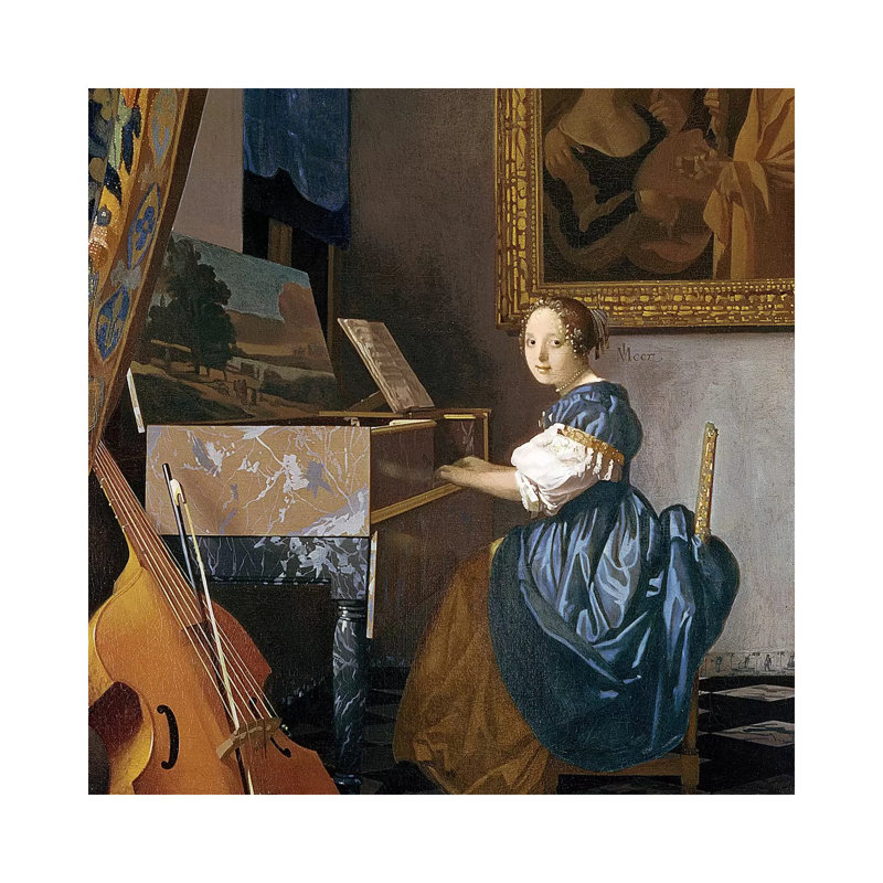 A Young Lady Seated At A Virginal, C.1671 by Johannes Vermeer - Wrapped Canvas Print, 45.72 cm H x 45.72 cm W