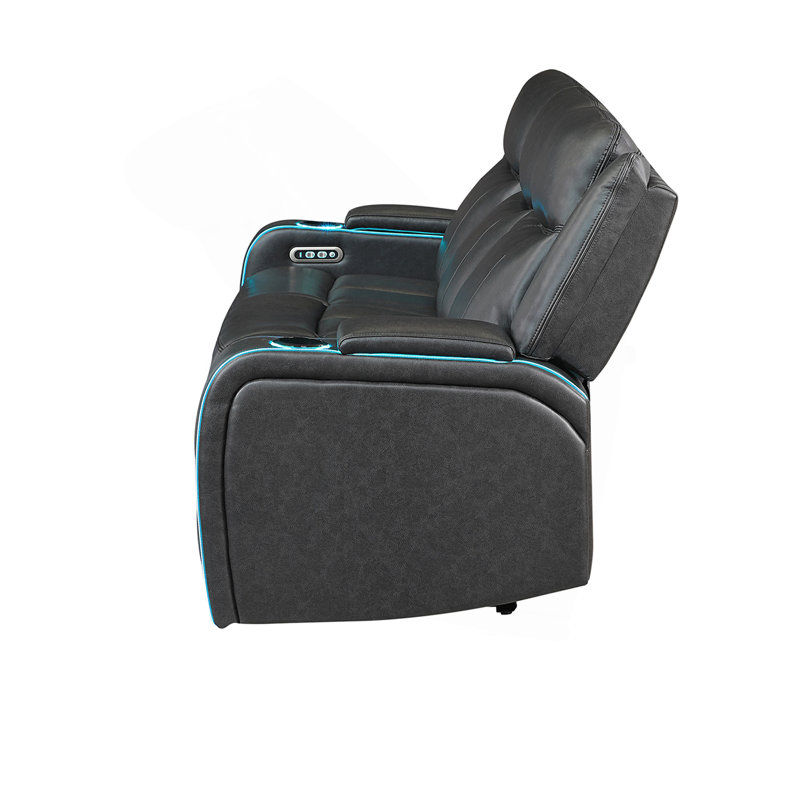 Canapé inclinable gris anthracite avec lumières DEL et appui-tête électrique Blanca
