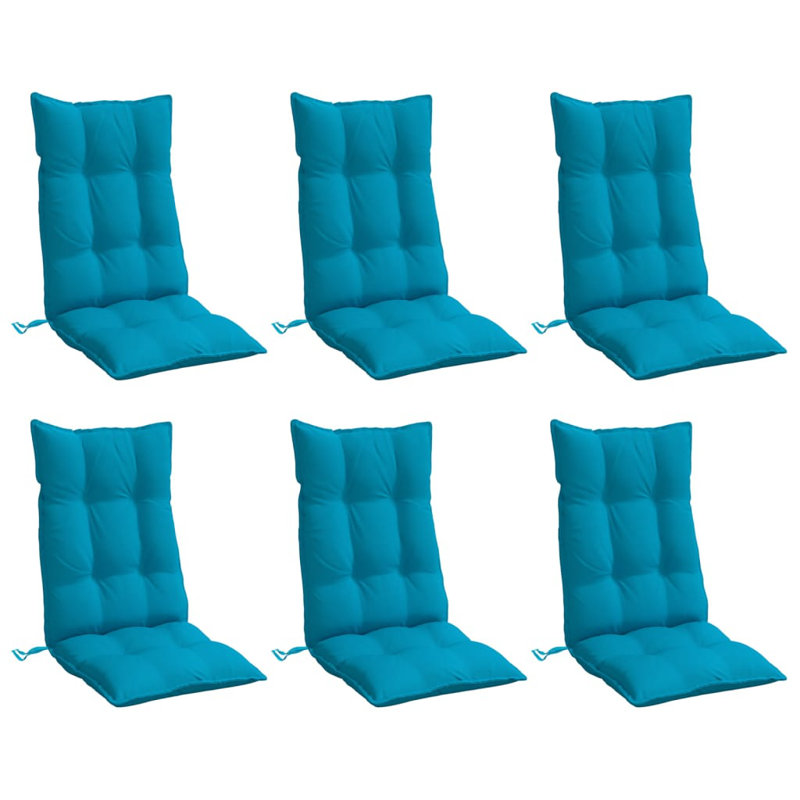 Ensemble de 6 coussins de chaise d'extérieur bleu clair Highback
