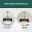 Ventilateur de plafond à 4 pales de 42 po en cristal doré avec lumière DEL d'intérieur