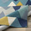 Tapis bleu sarcelle / bleu marine / jaune / gris en laine touffeté à la main Sandin-109688558