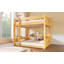 Lit superposé grand sur grand avec tablettes de rangement et ports USB, couleur bois-775852760