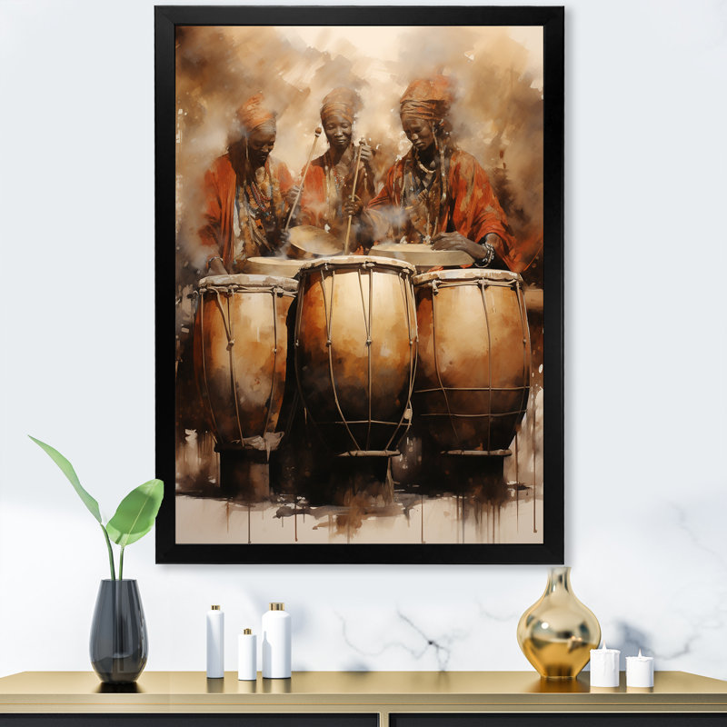 Drame traditionnel africain IV, Cadre simple noir, H 44 po x l 34 po x P 1,5 po